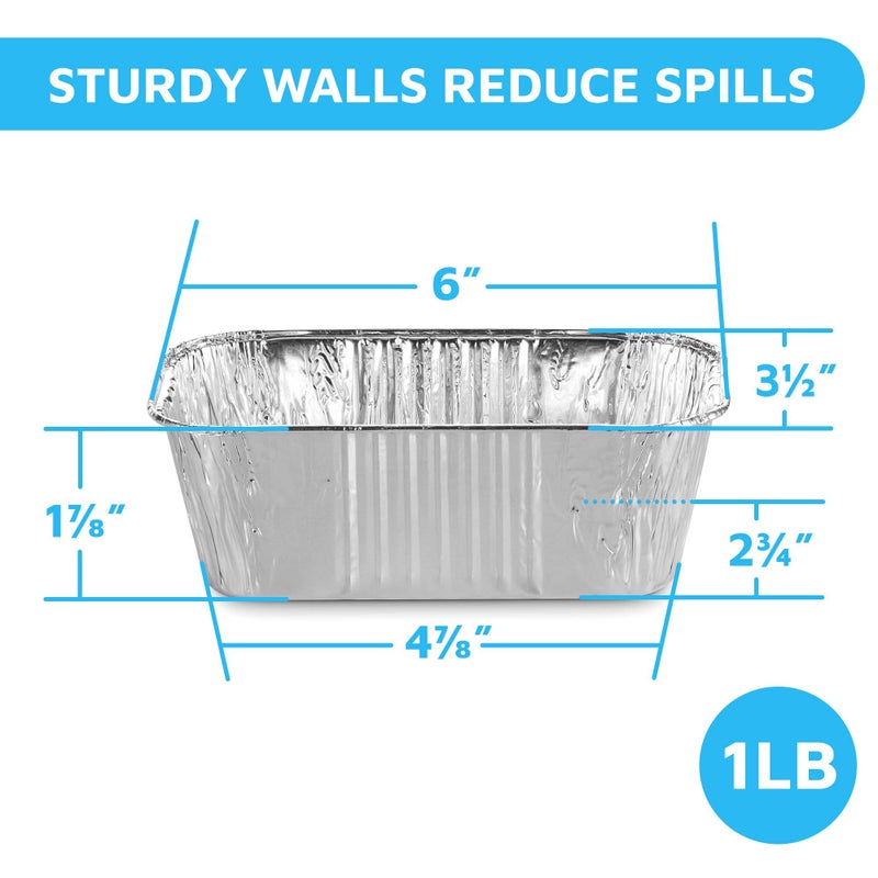 MontoPack Aluminum Mini Disposable Loaf Pans | Deep Half Size 6 x 3.5â€ Extra Thick Foil Bread Containers for Baking, Food Storage & Takeout | Eco-Friendly & Recyclable | Bulk 100-Pack of 1 Pound Trays - Image 2